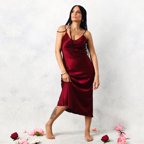 Garnet Silk Slip Dress